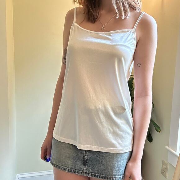 Vintage 90s melody whitecream silky slip tank top cami size medium - Picture 4 of 7